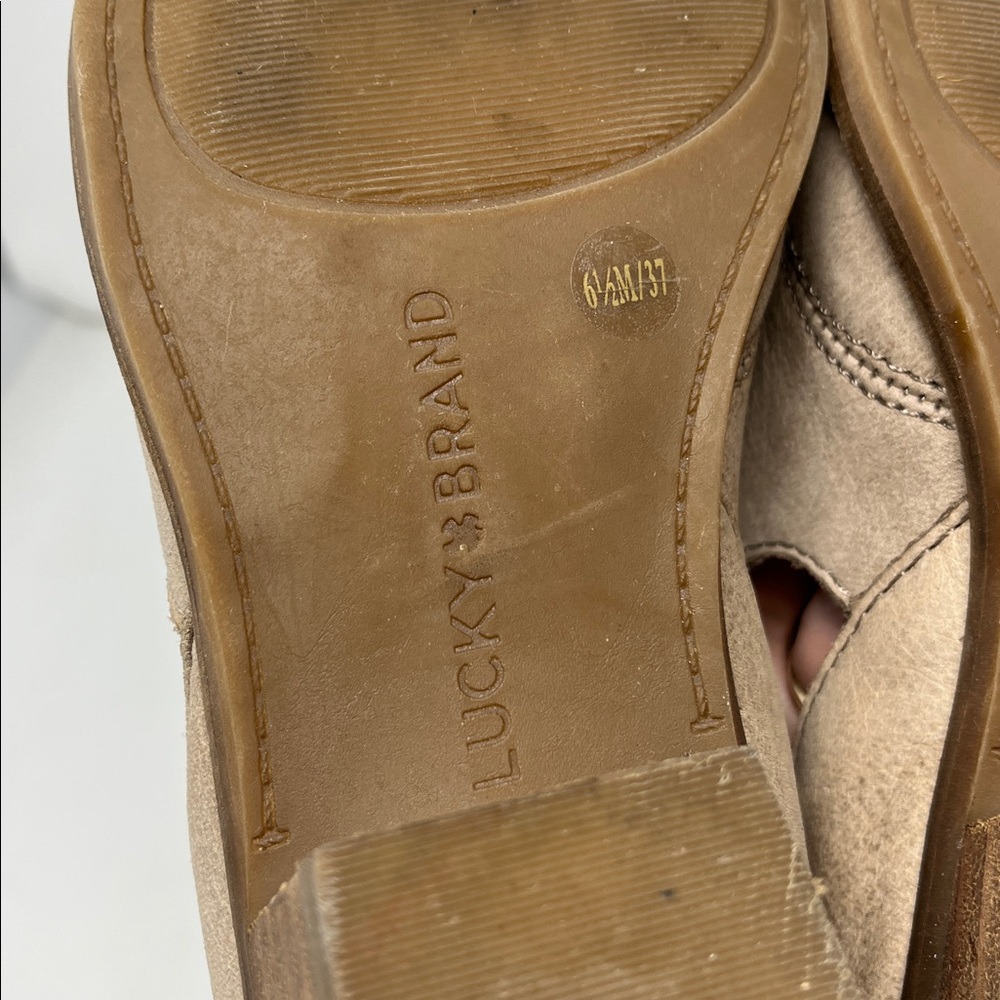 LUCKY BRAND Mahzan loafers tan hazel leather pointed almond toe women’s sz 6.5 - Picture 11 of 14